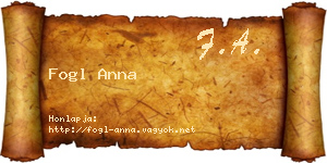 Fogl Anna névjegykártya